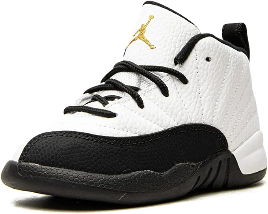 Детские кроссовки для мальчиков Jordan 12 Retro Nike, White/Metallic Gold-Black — фото 4
