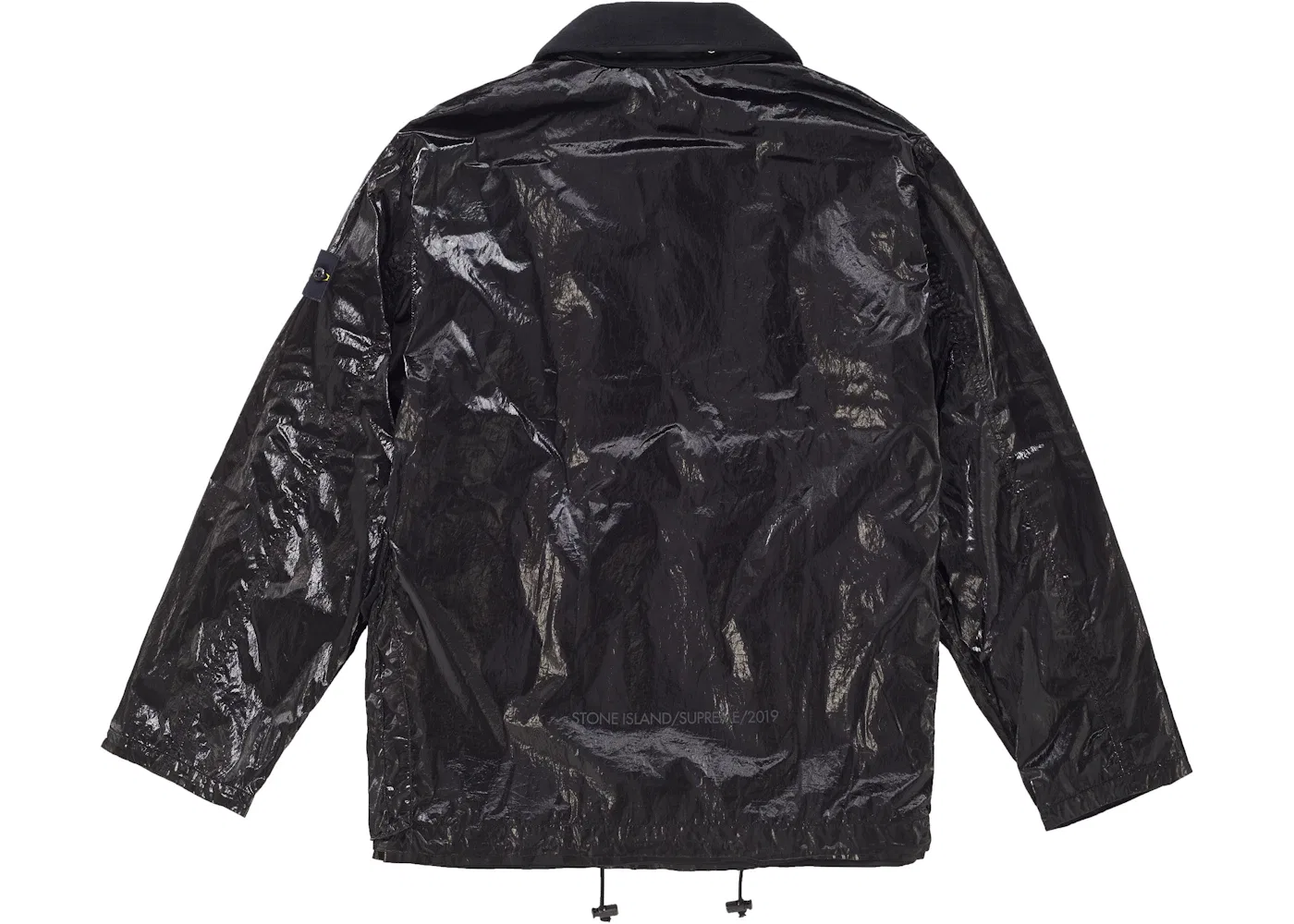 Мужская куртка из шелка Supreme Stone Island New Silk Light Jacket, Black — фото 2