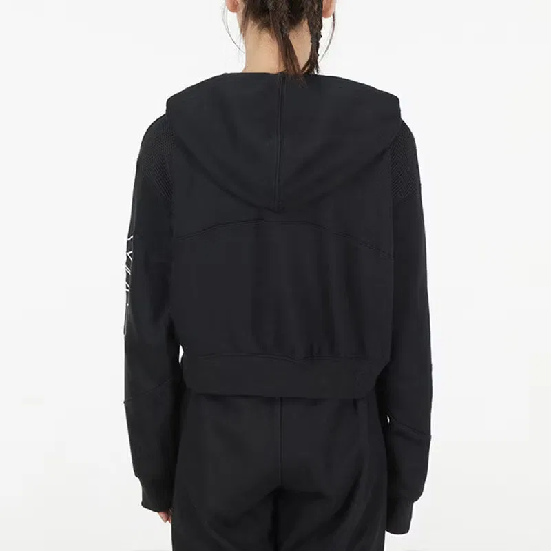 Худи с капюшоном короткое трикотажное Nike, черный — фото 4