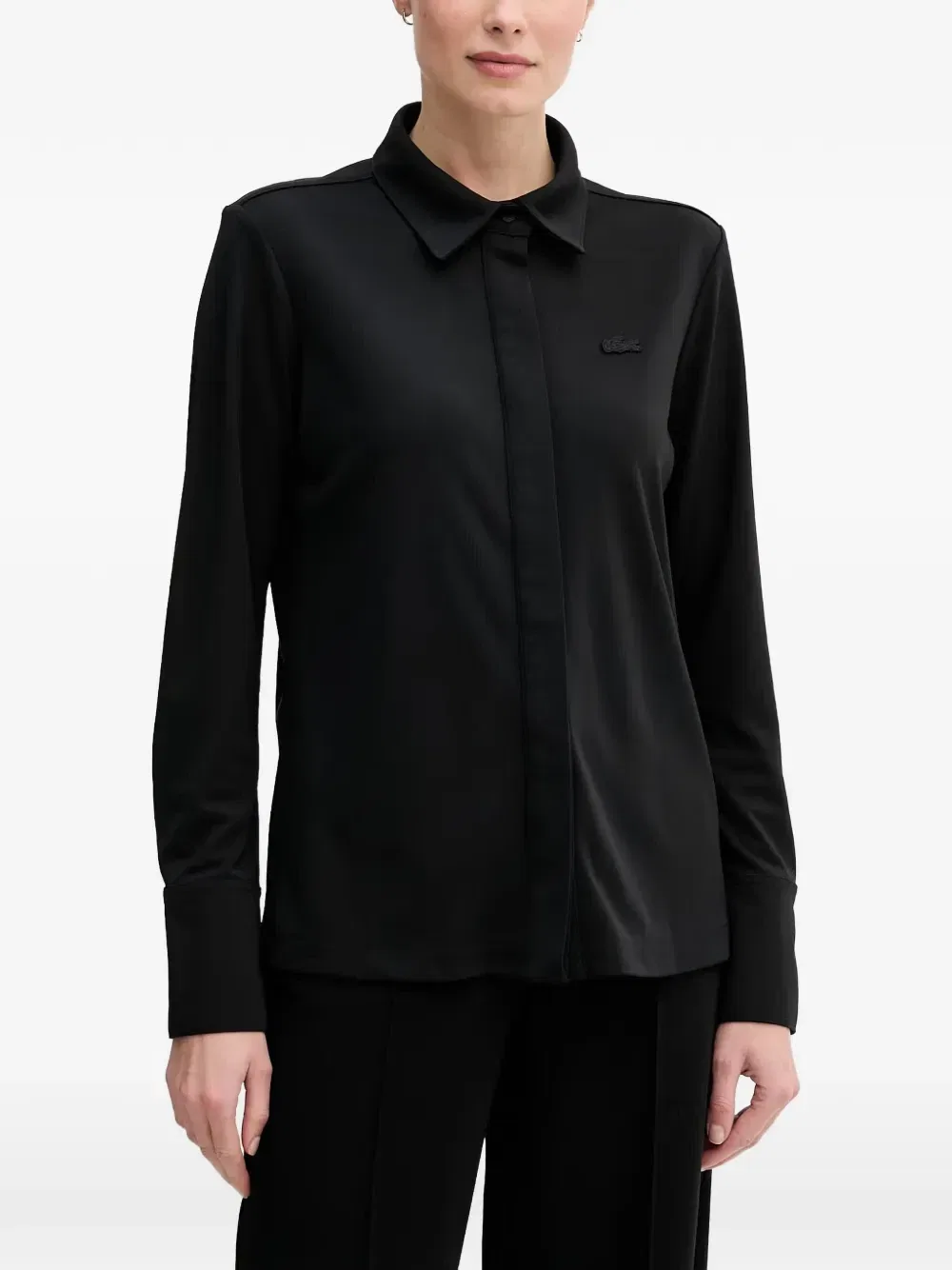 Рубашка с длинным рукавом Lacoste, с логотипом, черный