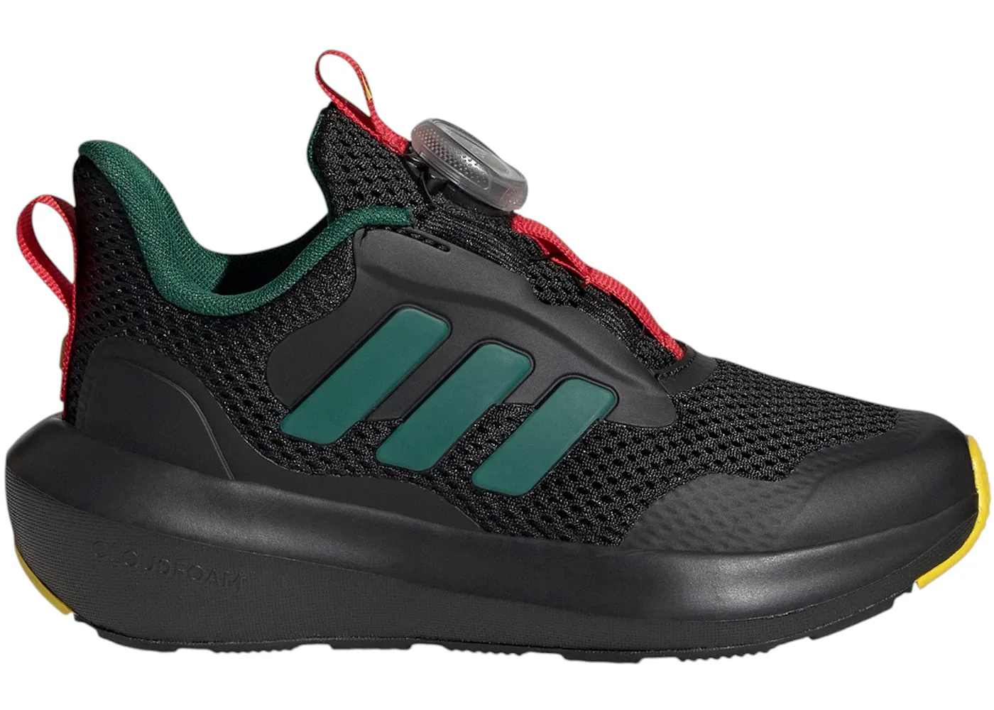Детские кроссовки с системой BOA Adidas Fortarun 3.0 BOA, Core Black/Collegiate Green/Yellow