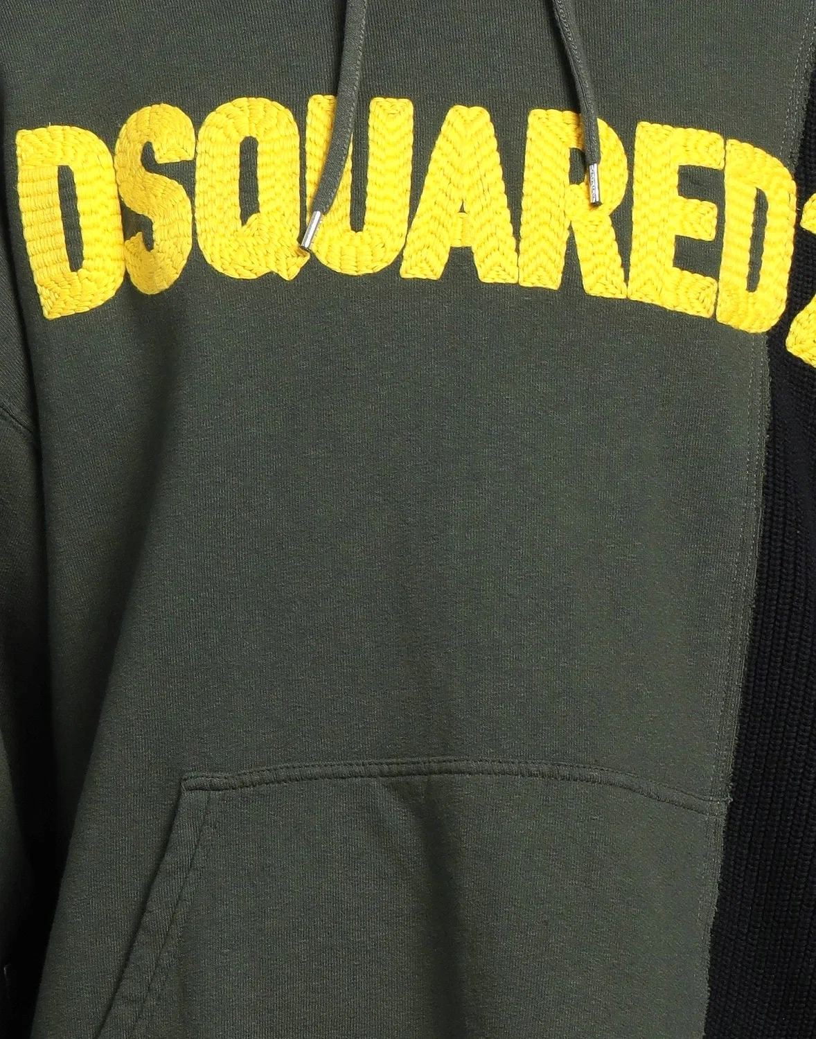 Мужской свитшот с капюшоном с вышивкой логотипа Dsquared2, темно-зеленый — фото 4