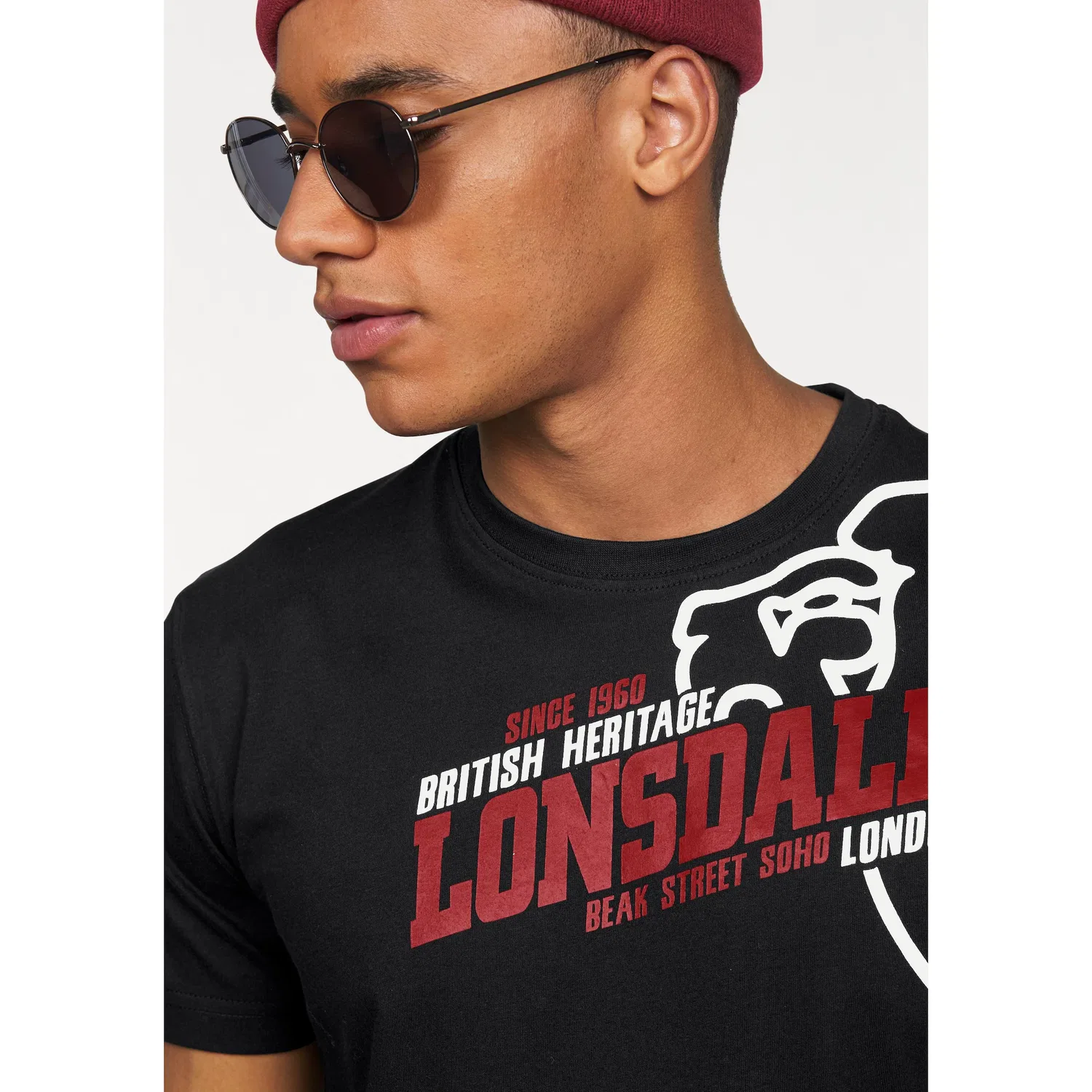 Детская футболка с круглым вырезом и принтом Lonsdale, Black — фото 3