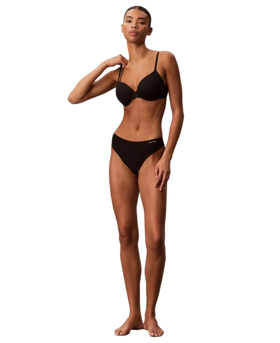 Комплект трусов-слипов 5 шт. с невидимыми краями, модель Invisibles Seamless Microfiber Mid-Rise Thong Calvin Klein, Black Black Black Black Black — фото 2