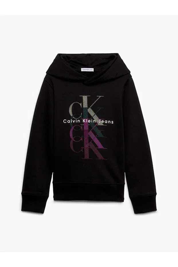 Женское худи с принтом Monogram Repeat Hood Calvin Klein, Black