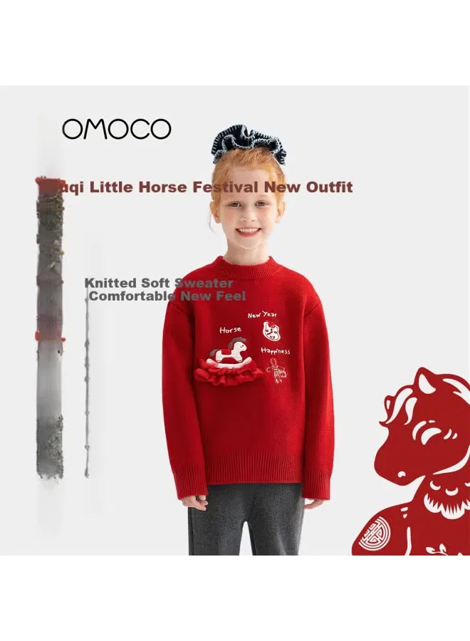 Свитер детский новогодний с принтом Momoco, красный