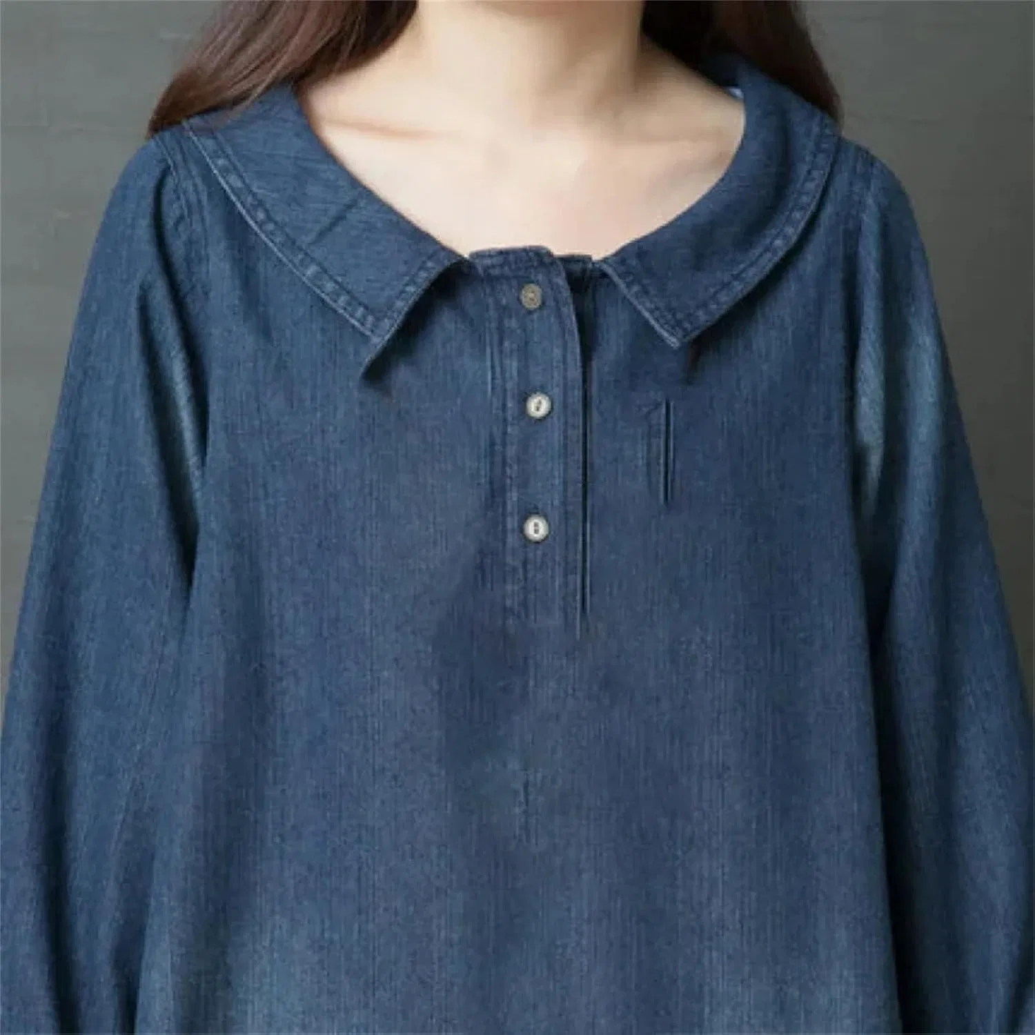 Женское свободное джинсовое платье макси Denim Blue — фото 4