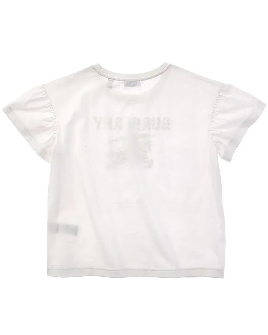 Детская футболка для девочек с принтом и стразами Crystal Knight Burberry, White — фото 2