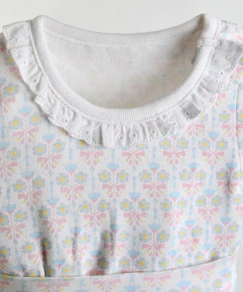 Детский комплект пижамы с цветочным принтом, модель Pastel Flower, moimoln, Light Blue — фото 4