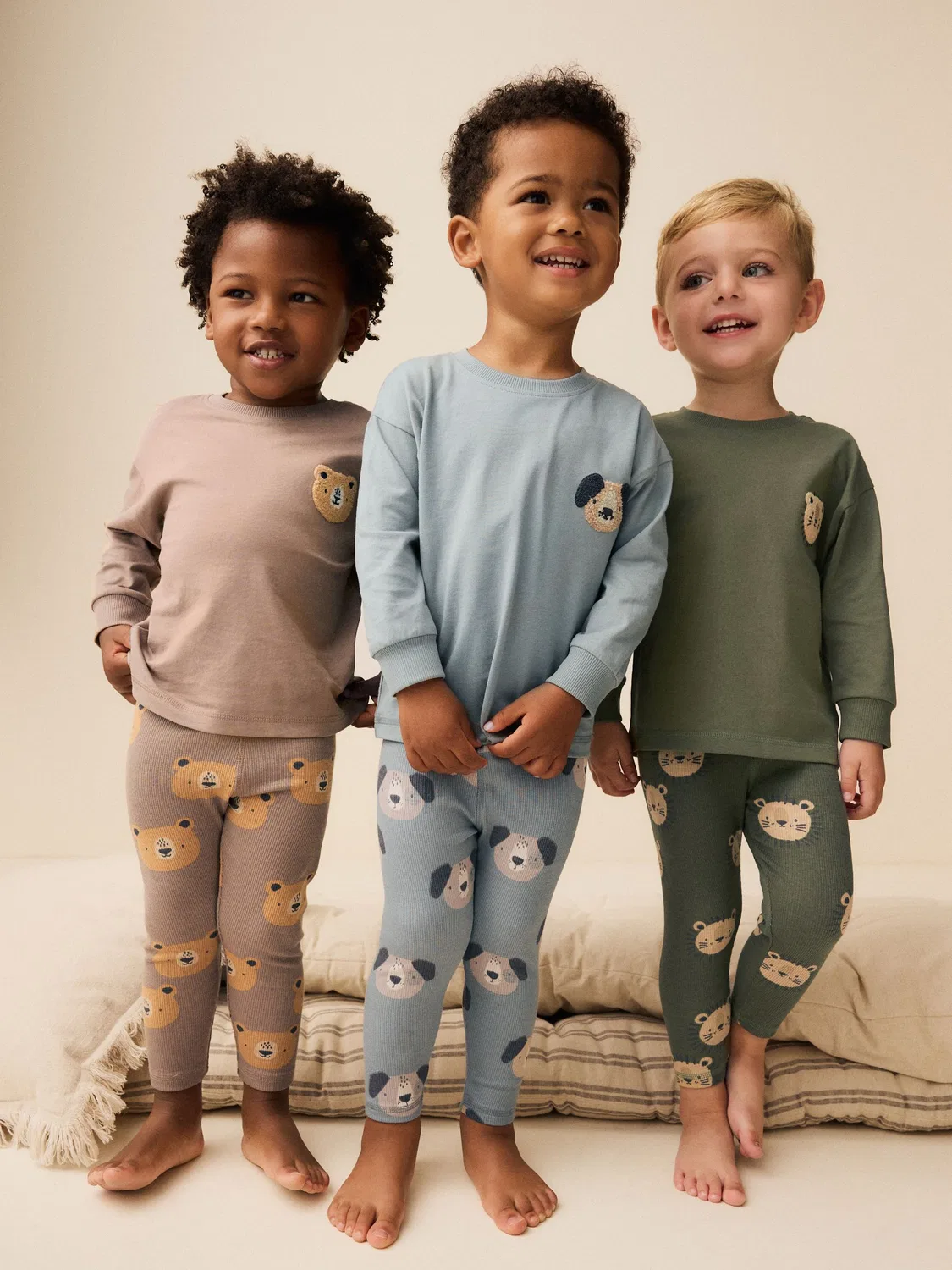 Пижама 3 шт. Snuggle Pyjamas Next, синий/коричневый/хаки