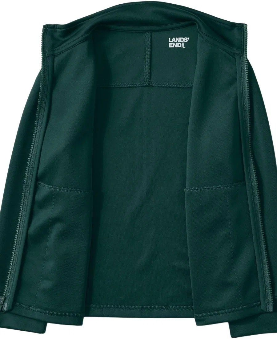 Детская спортивная куртка с полной застежкой-молнией, модель Kids Active Performance Full Zip Lands' End, Evergreen — фото 3