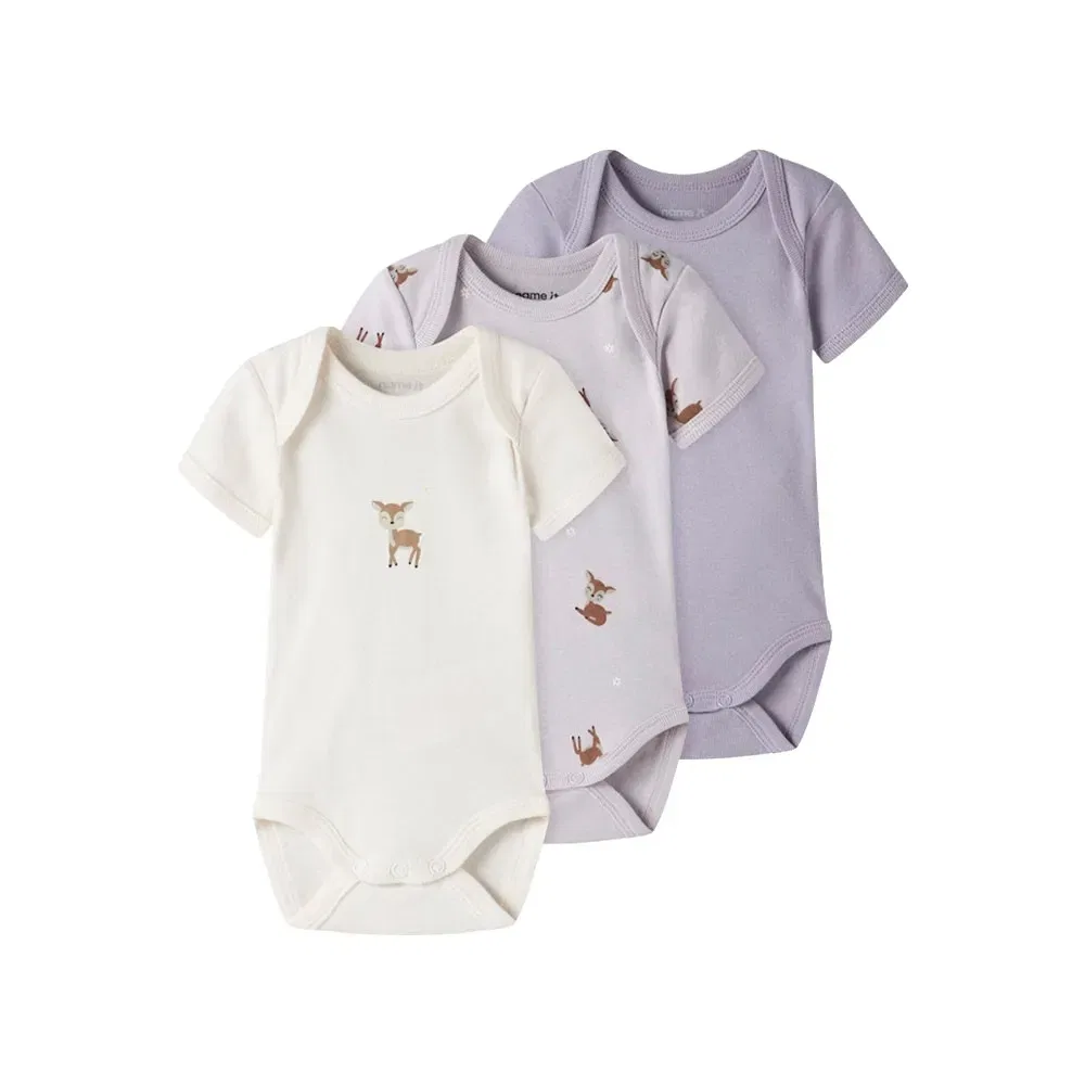 Комплект боди с коротким рукавом Lilac Marble Deer Name It, мультиколор