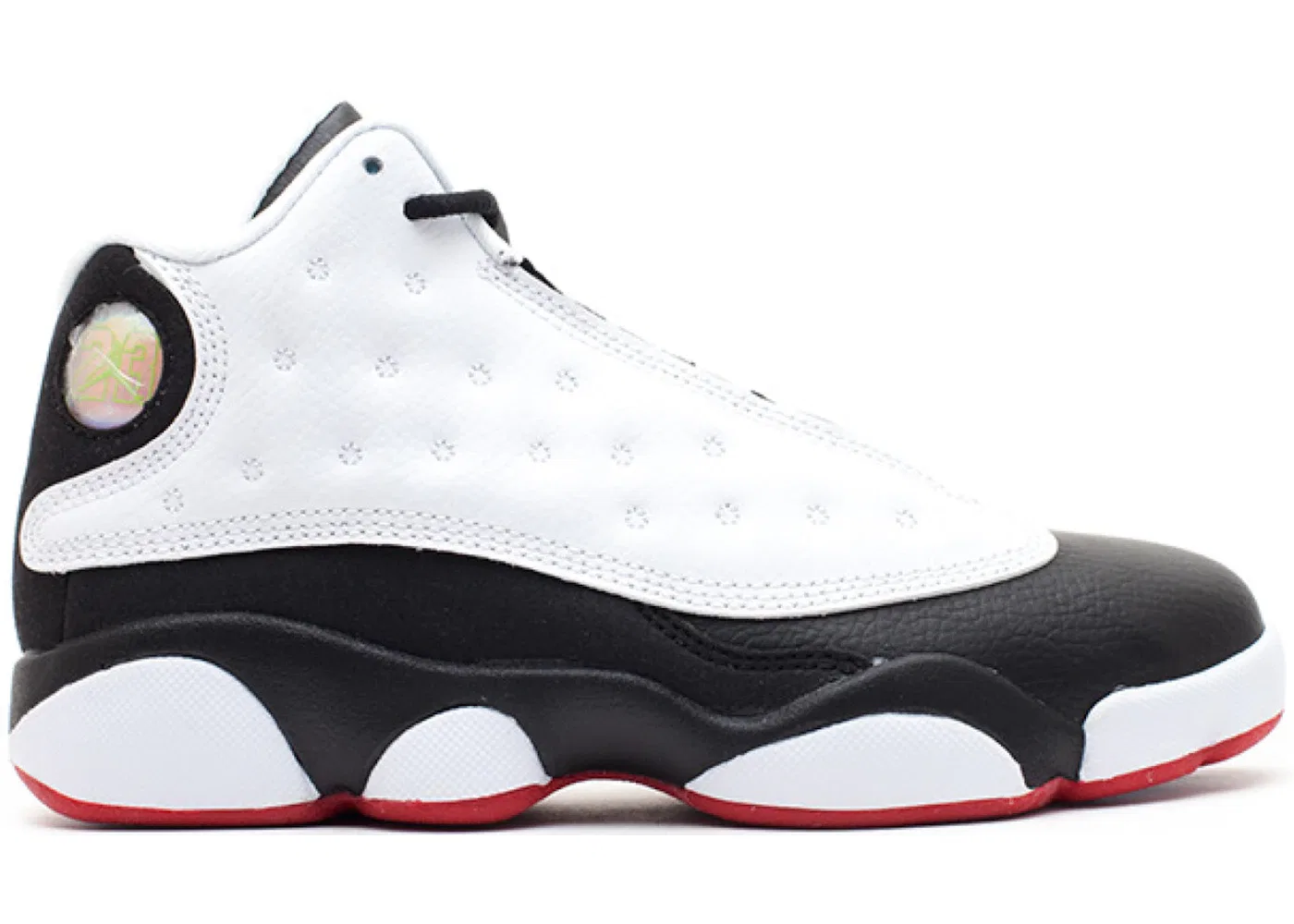 Детские кроссовки с кожаным верхом Jordan 13 Retro Jordan, White/True Red-Black