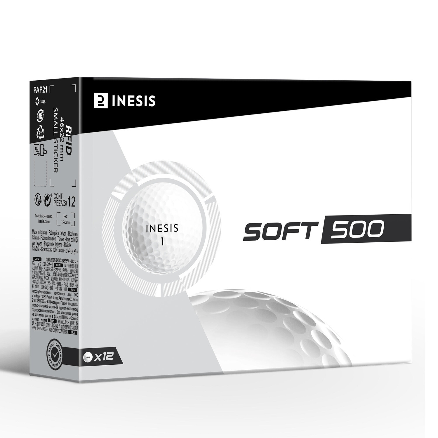 

Мячи для гольфа Soft 500 12 штук белые INESIS, белый