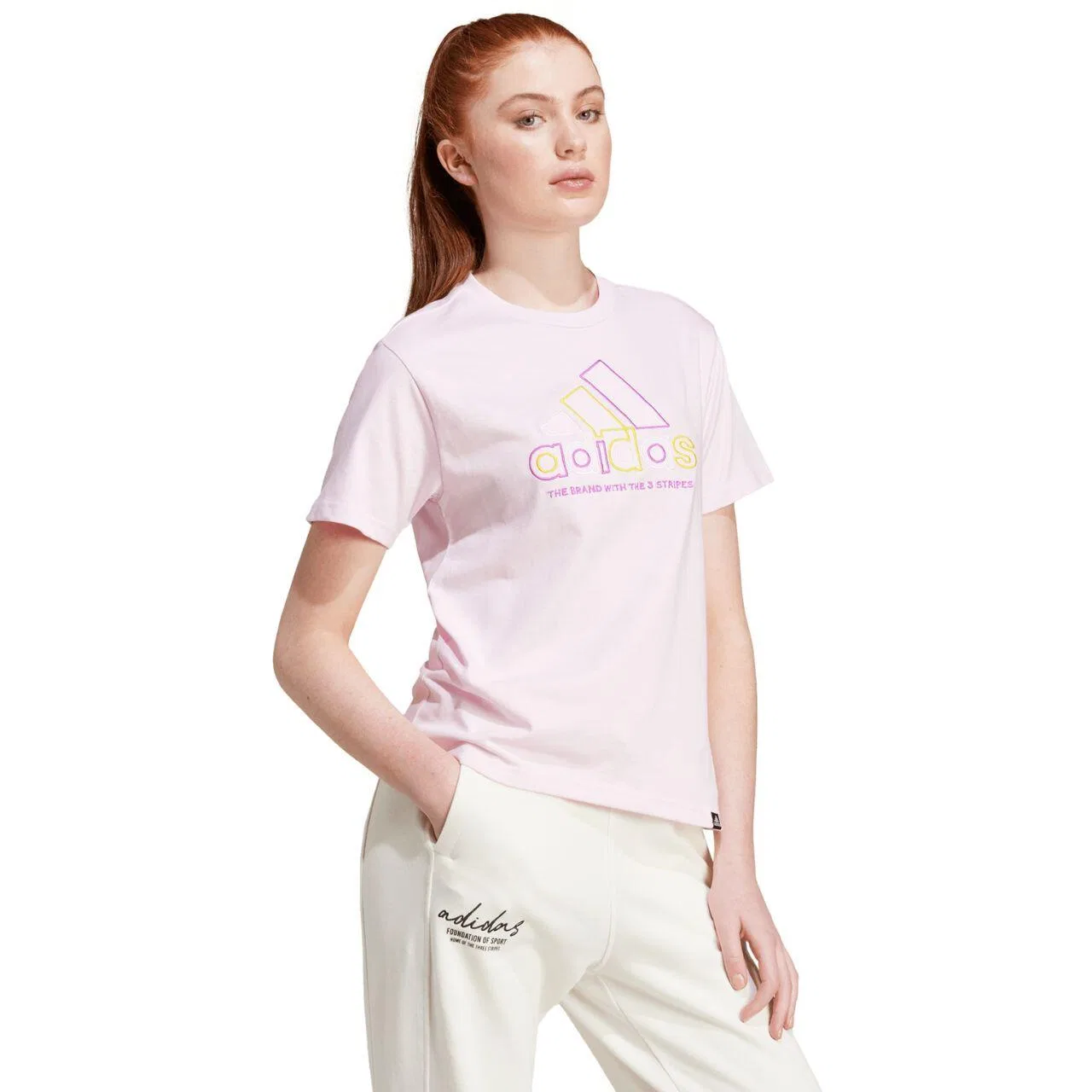 Женская хлопковая футболка ADIDAS Xpress Logo Adidas, Rosa — фото 3