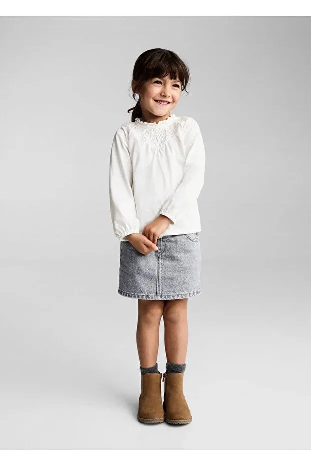 Детский лонгслив с геометрическим принтом Mango Baby, Off White