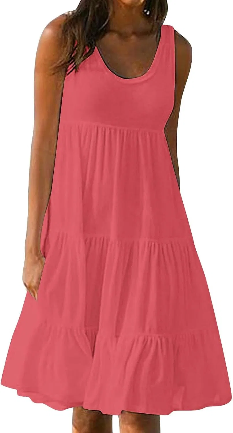Женское сарафан мини с градиентом A-Line, Watermelon Red