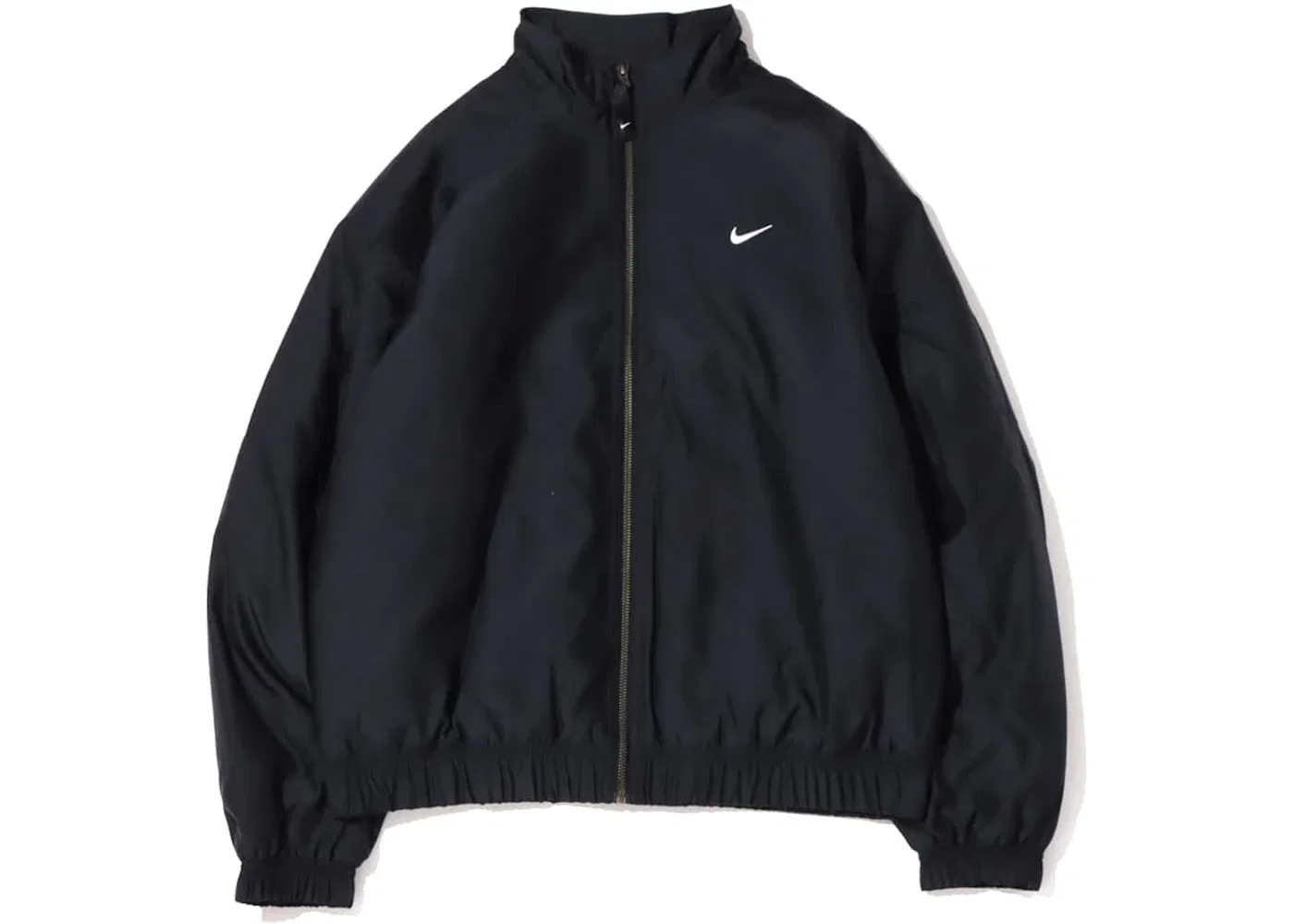 Мужская куртка-бомбер из атласа с принтом Nike Solo Swoosh Satin Bomber Jacket, Black Kumquat