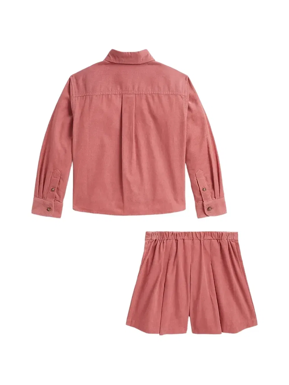 Комплект вельветовых плиссированных шорт (из двух предметов) POLO RALPH LAUREN KIDS, розовый — фото 2