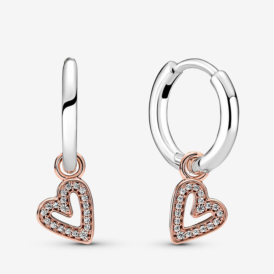 

Серьги Pandora Sparkling Freehand Heart, розовое золото