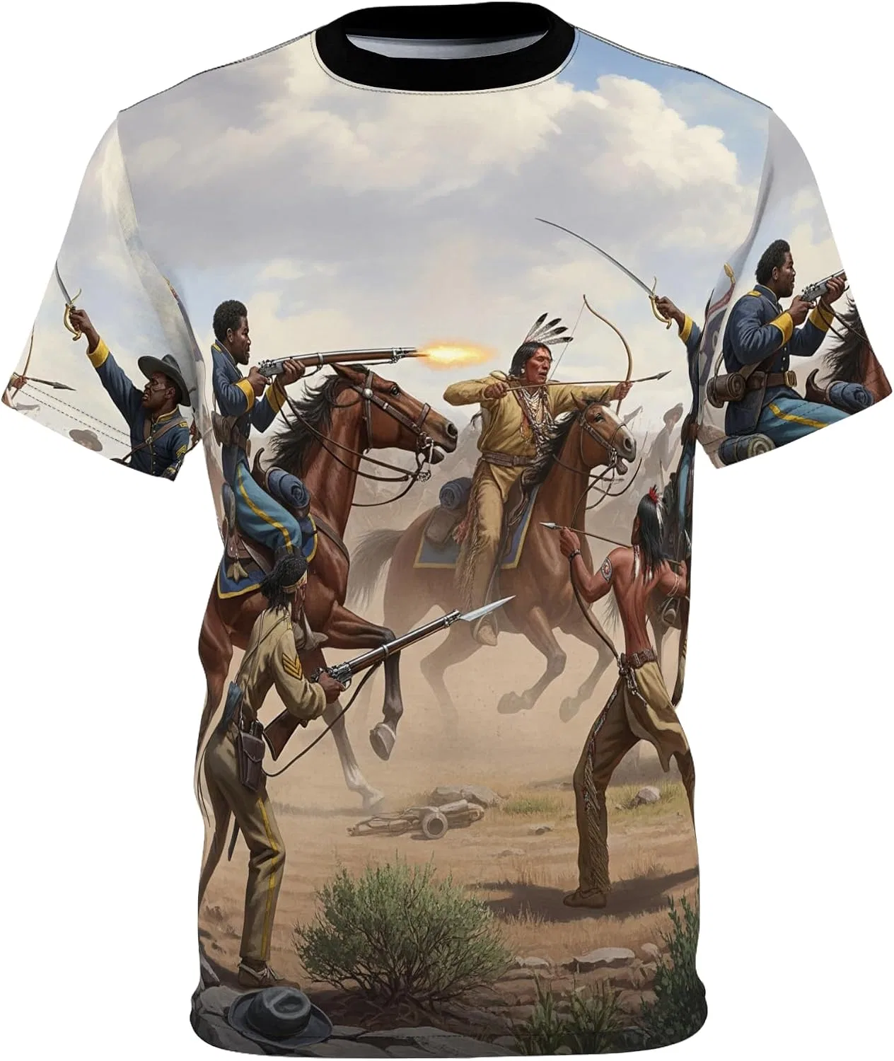 Футболка с принтом 9th Cavalry Regiment Indian Wars, Black
