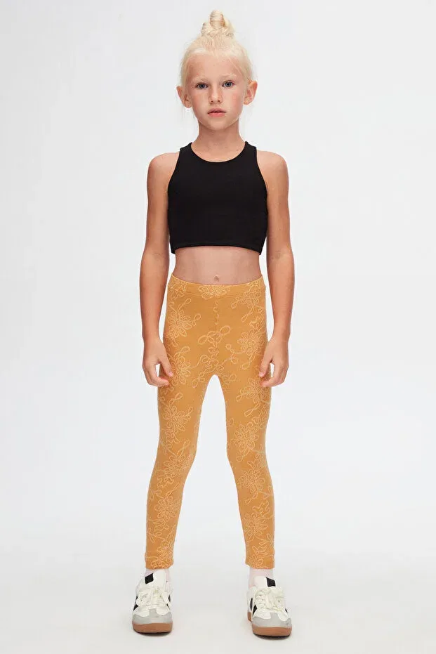 Детские леггинсы для девочек с принтом Lovetti, Light Mustard
