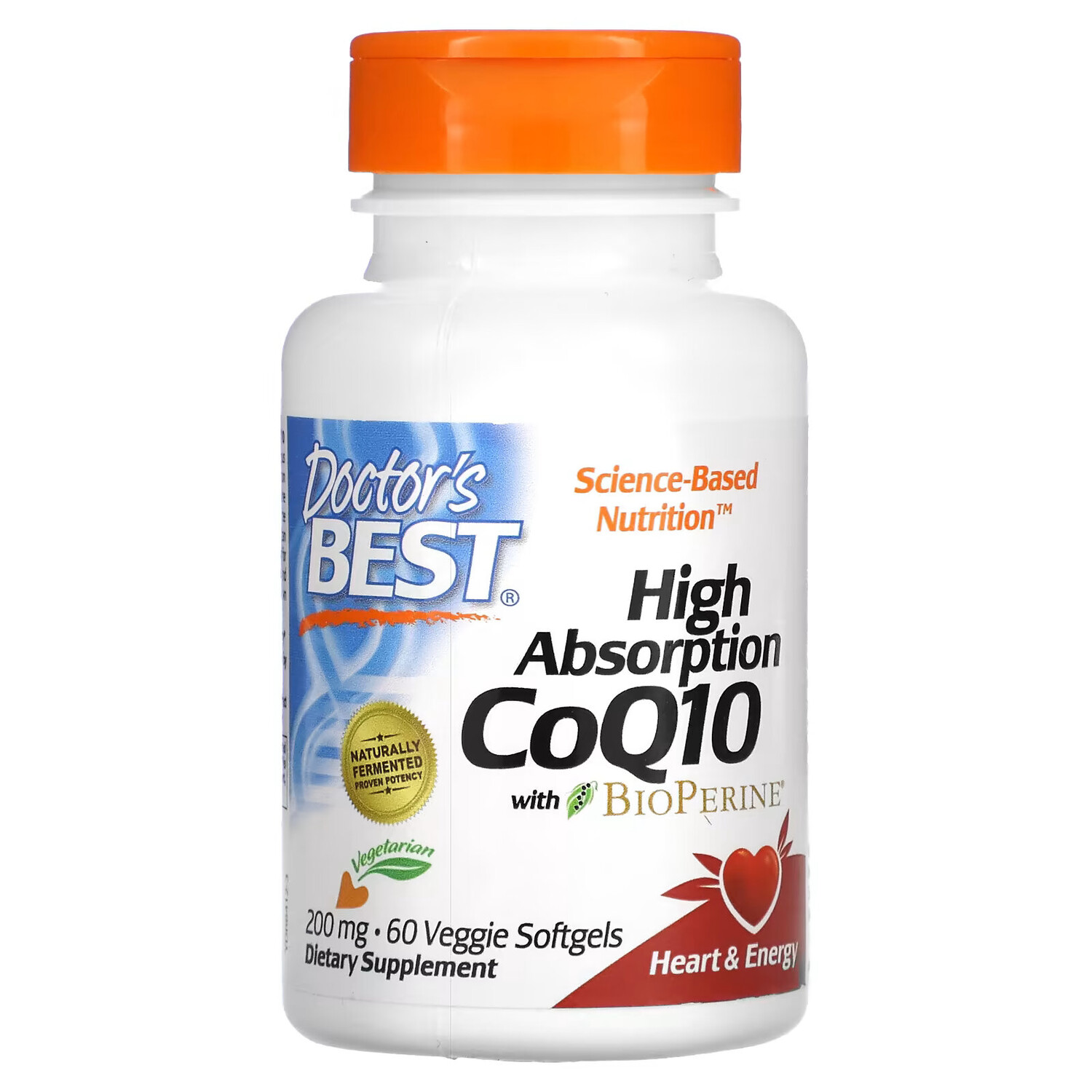 

Doctor's Best, коэнзим Q10 с высокой степенью всасывания, с BioPerine, 200 мг, 60 вегетарианских мягких таблеток