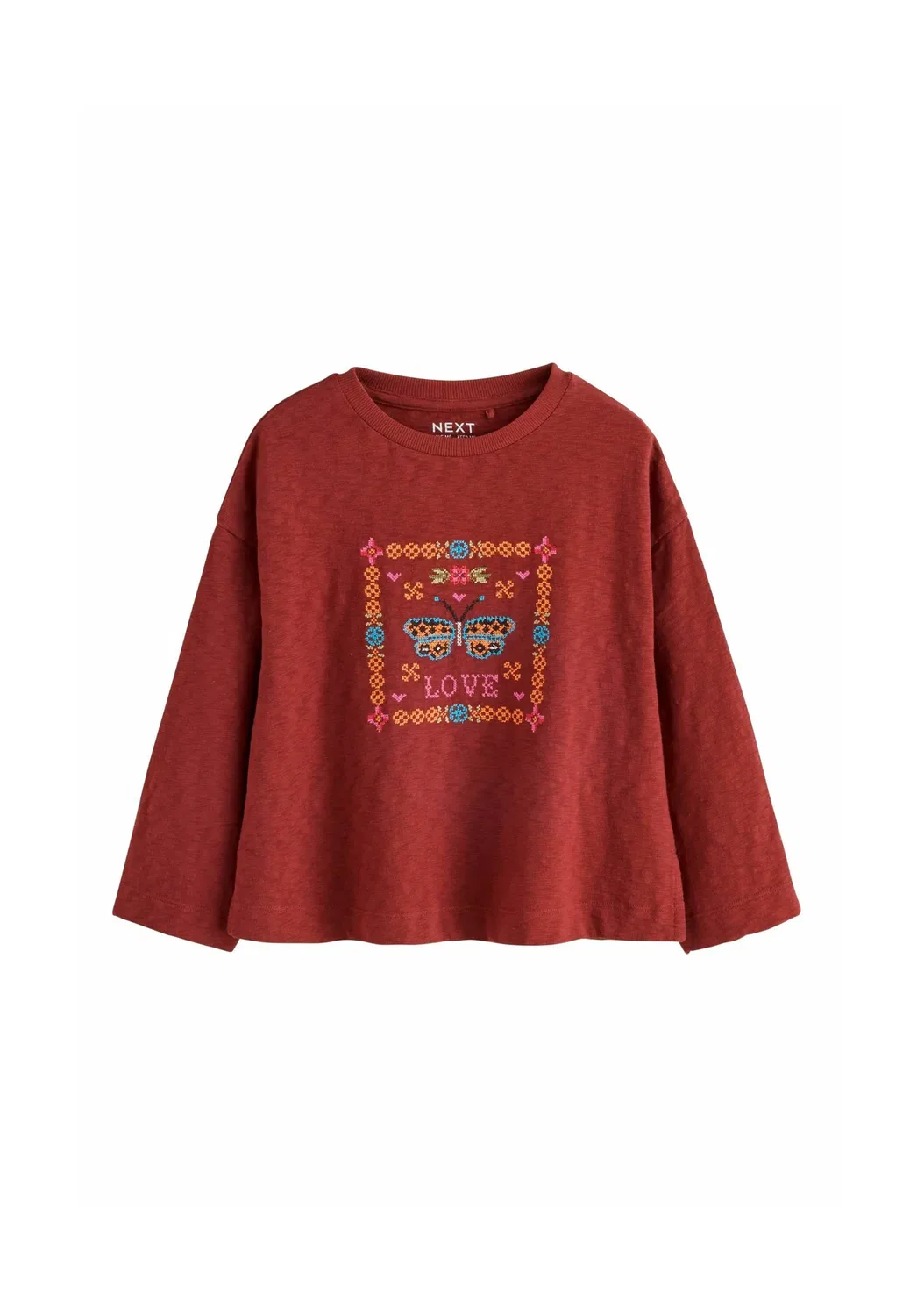 Топ с длинным рукавом - топ с длинным рукавом Next, Brown Embroidered
