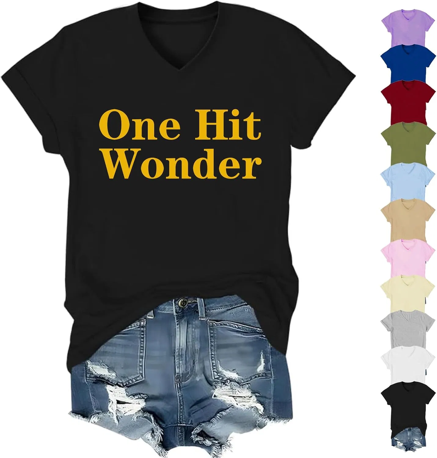 Женская футболка с V-вырезом One Hit Wonder, Black