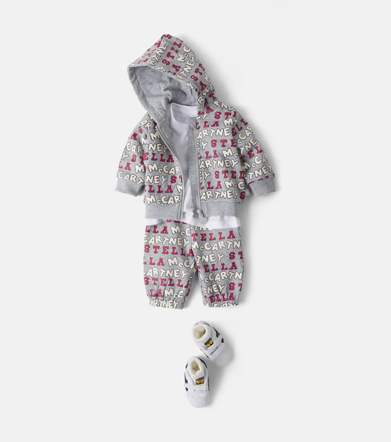 Детская толстовка на молнии с капюшоном из хлопка Stella Mccartney Kids, серый — фото 2