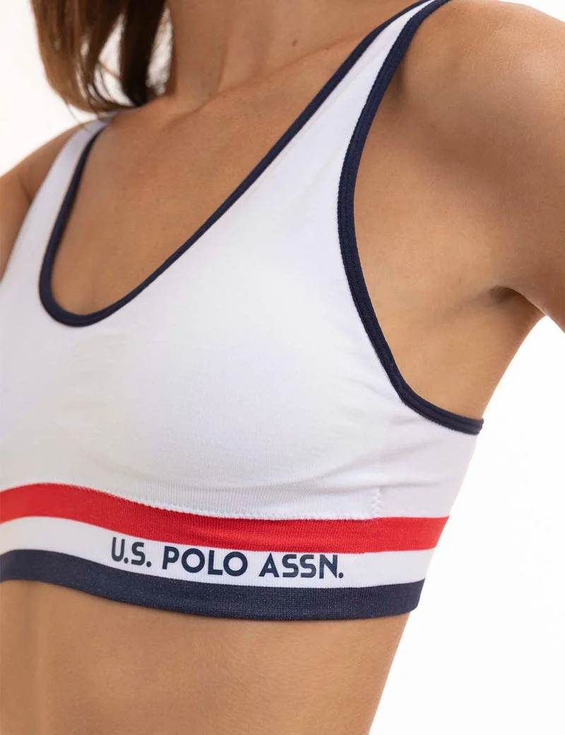 Женский комплект бюстье U.S. Polo Assn. Signature Stripe Bralettes With Removable Pads, белый — фото 3