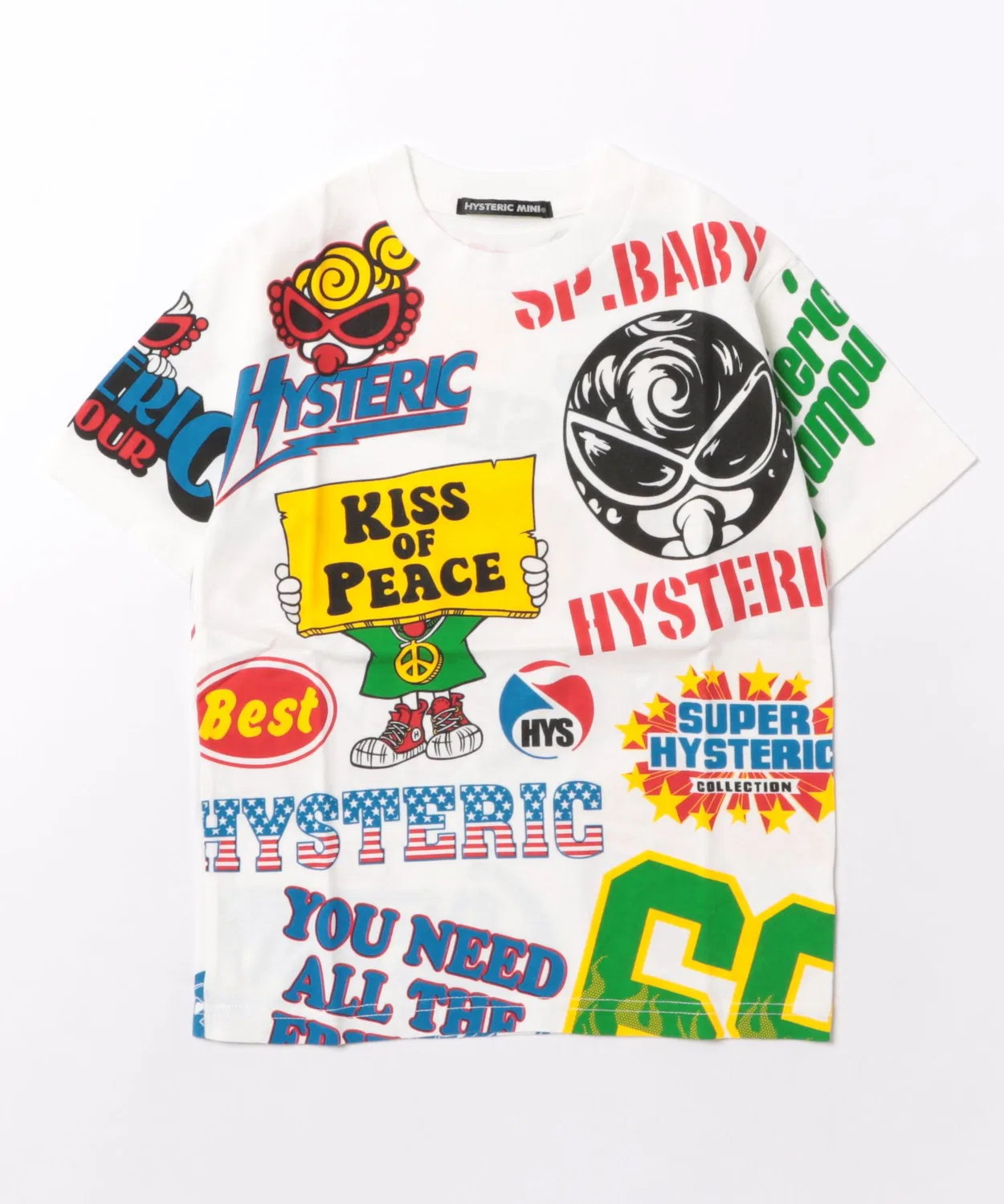Детская футболка с принтом LOGO MANIAC HYSTERIC MINI, Белая