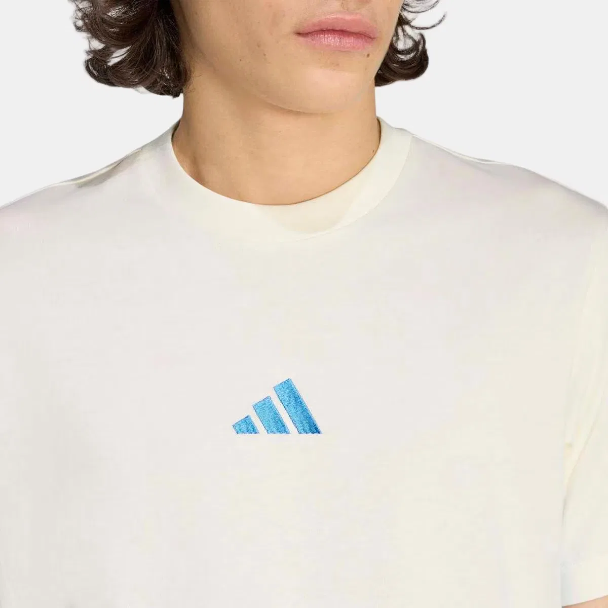 Мужская футболка, Essentials 3 Stripes, adidas, белый — фото 4