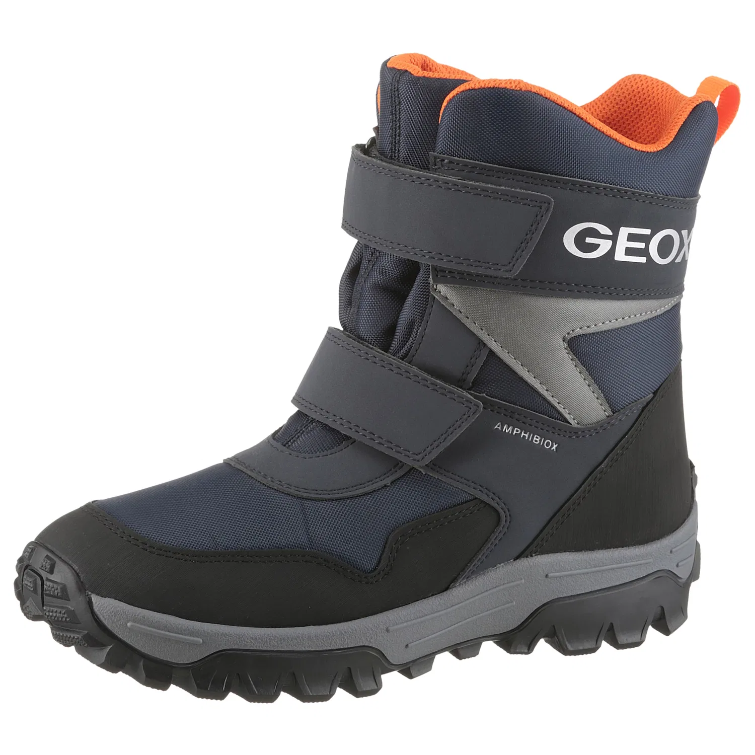 Детские зимние ботинки снегопады с мембраной Geox, Navy/Black/Orange