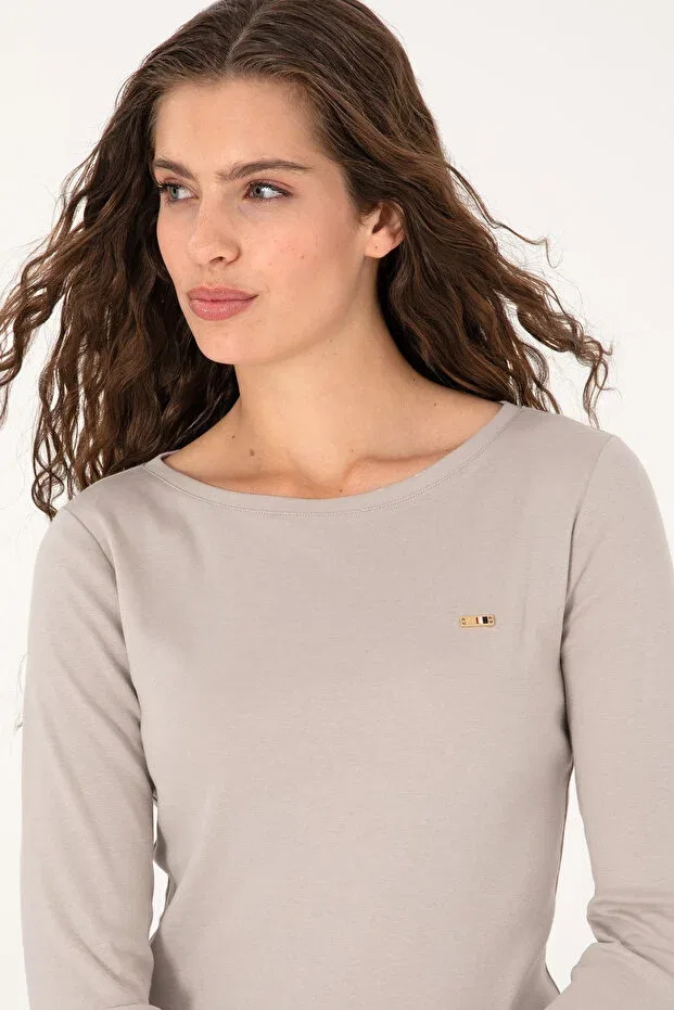 Женские свитшот с длинным рукавом U.S. Polo Assn., Stone — фото 2