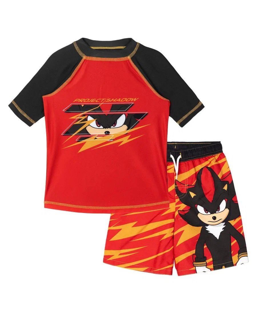 Комплект для плавания из рашгарда и плавок Sonic The Hedgehog, Shadow Red Black