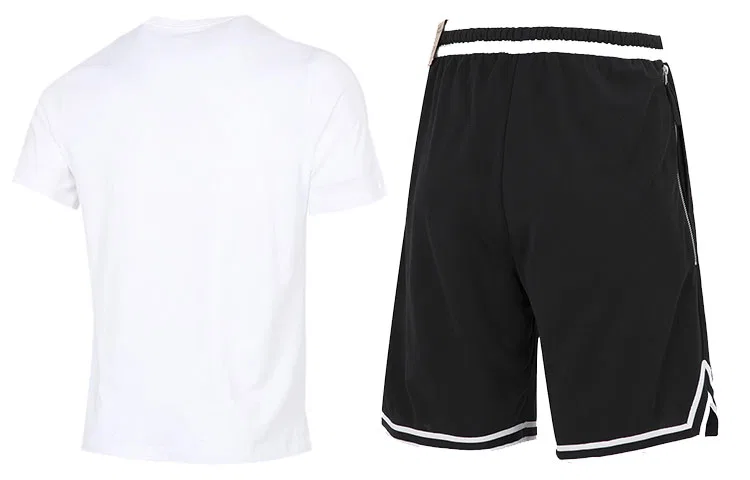 Мужской спортивный комплект с круглым вырезом Nike, White Top+Black Pants — фото 3