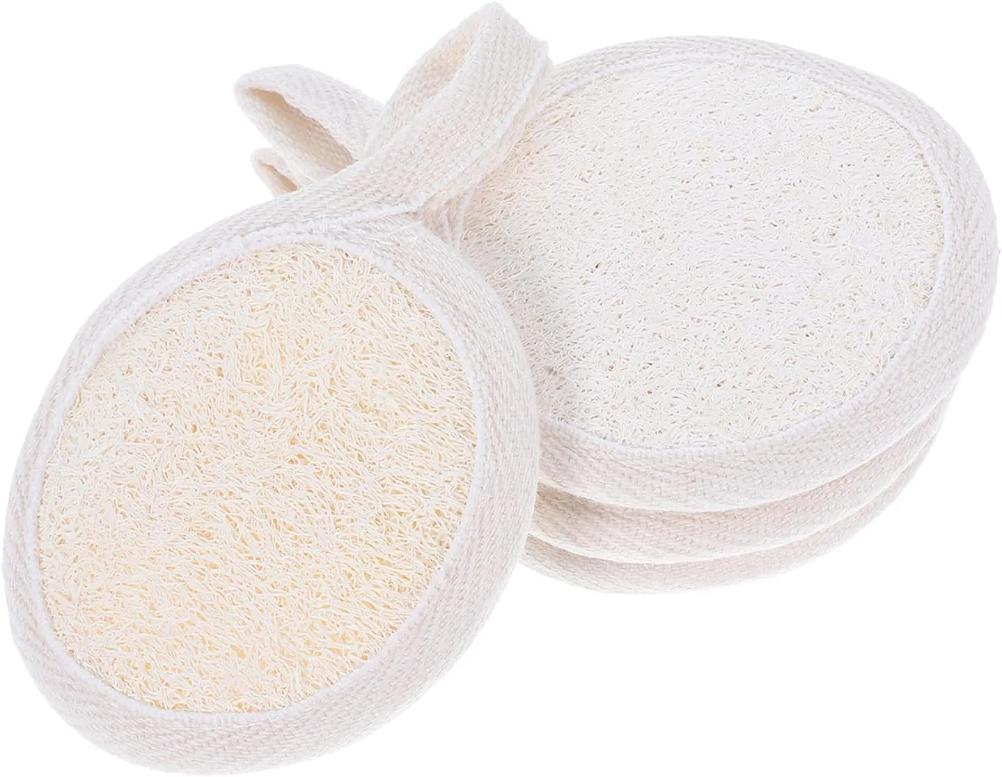 Мочалки для лица из натуральной люфы COLLBATH, 4 шт, 10x8x0.3 см, Бежевый