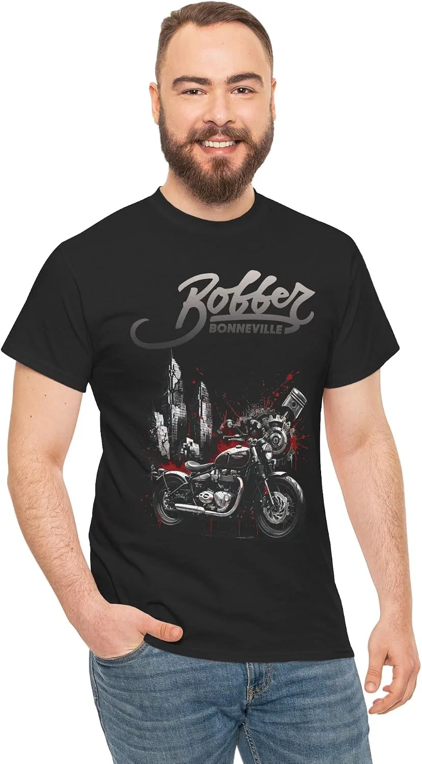 Мужская футболка с принтом двигателя Bonneville Bobber 1200, Black — фото 2