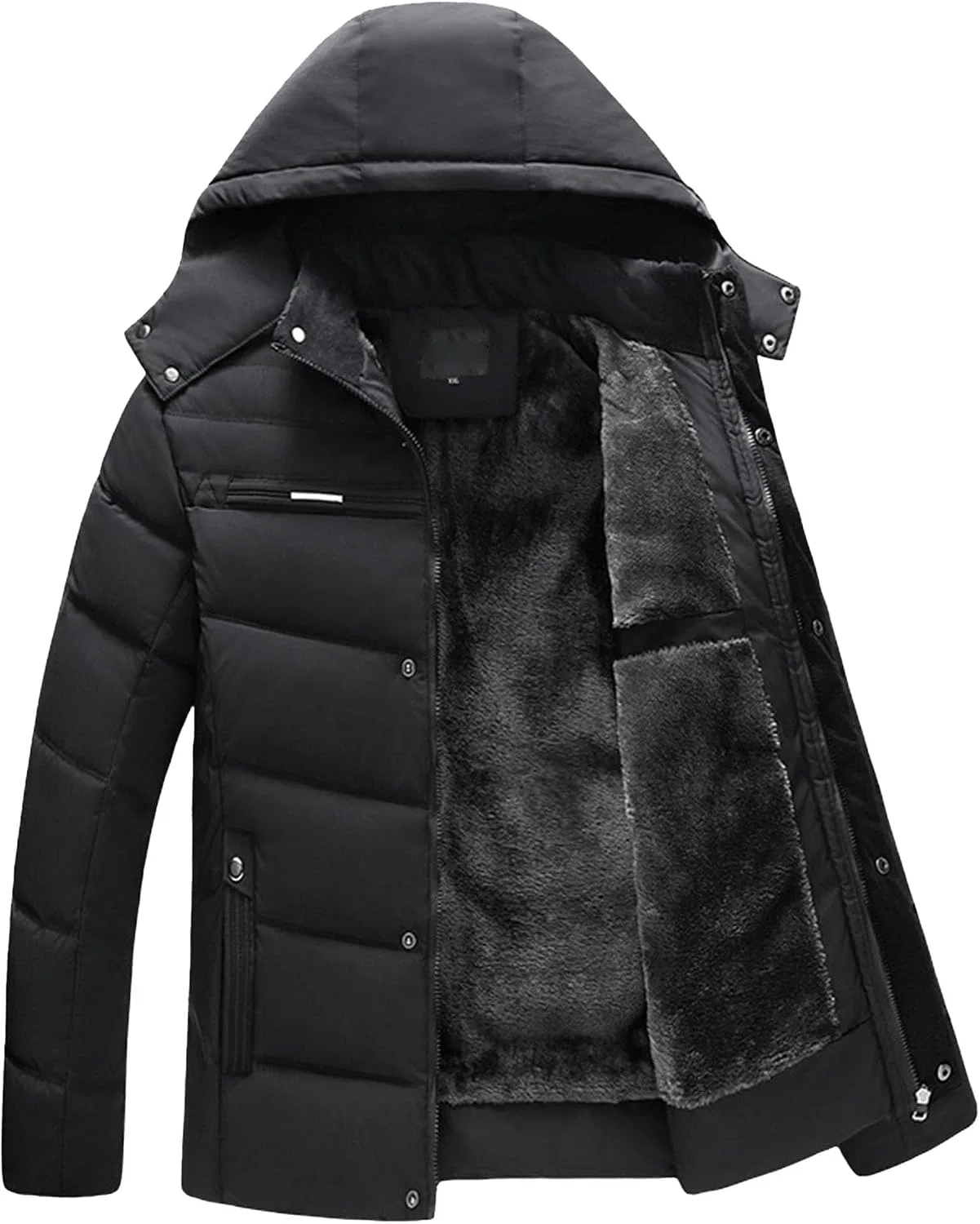 Мужское пуховое пальто с капюшоном, водонепроницаемое, чёрный