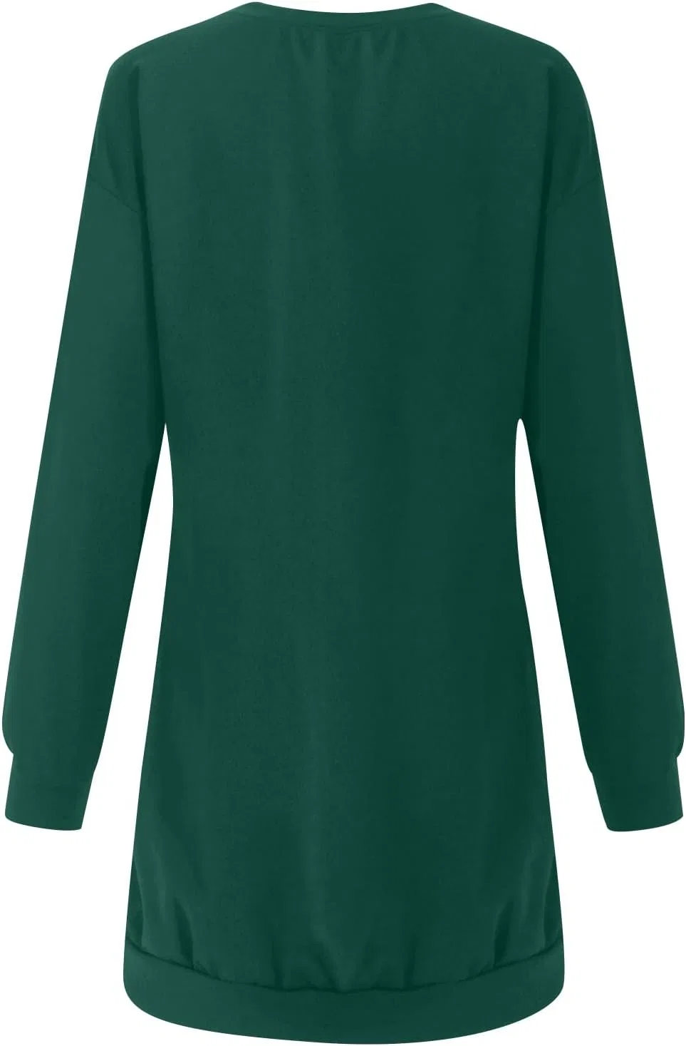 Платье повседневное с длинным рукавом и карманами, Dark Green — фото 2