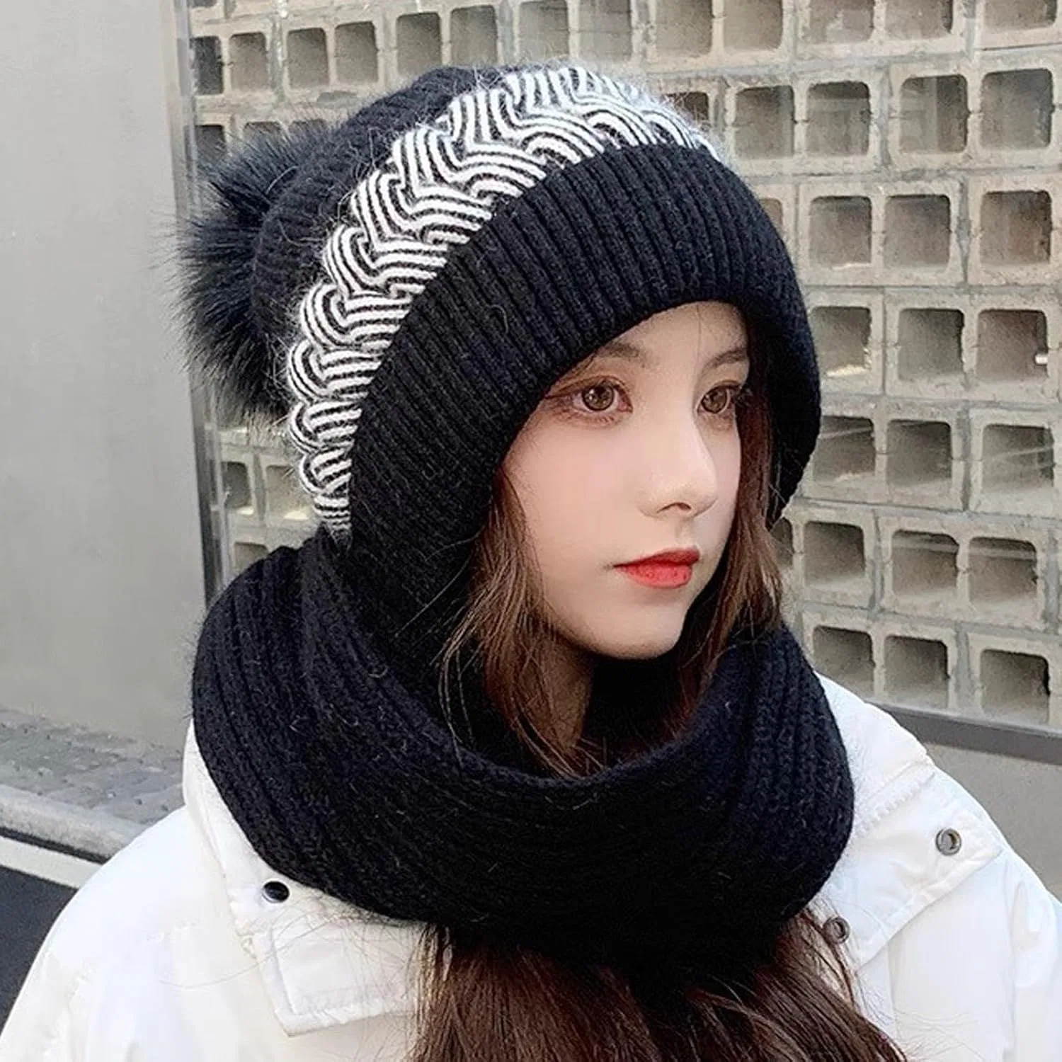 Шапка-шарф Integrated Ear Protection Windproof Hat Scarf, Duohropke, Black — фото 3