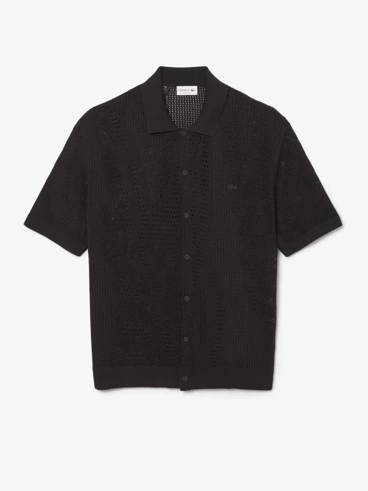 Кардиган из жаккардовой сетки с крокодилом LACOSTE, Antique Gold — фото 2