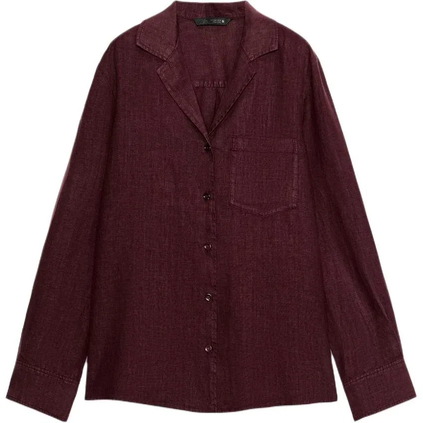Женская рубашка с лацканами ZW Shirts Burgundy, ZARA, Бургунди