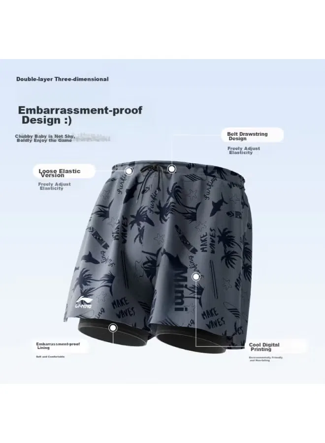 Плавки детские для мальчиков с длинным рукавом комплект 8821 Li-Ning, черный — фото 2