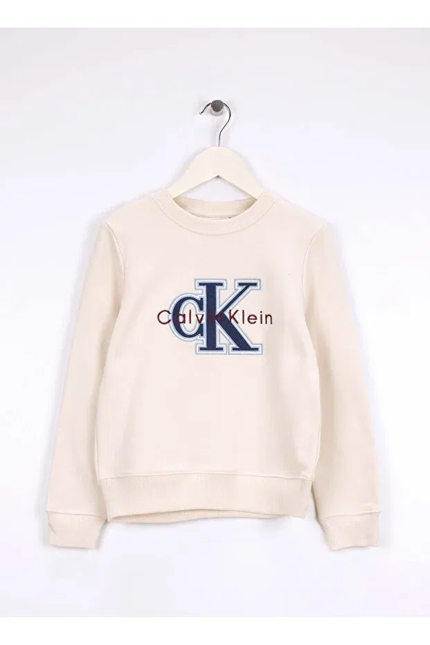 Детские свитшот для мальчиков с принтом Calvin Klein, Ecru