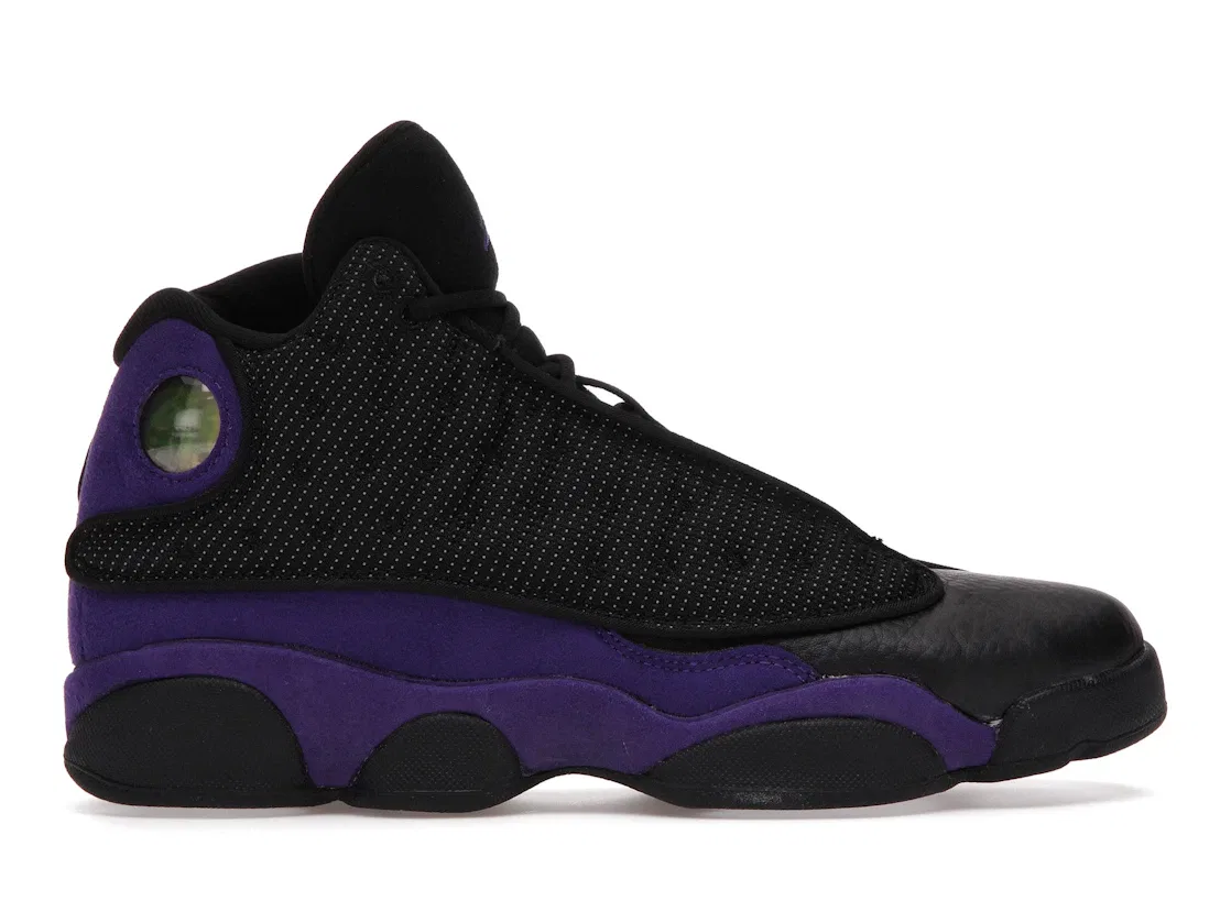 Детские кроссовки с верхом из замши и кожи Jordan 13 Retro, Black/Court Purple-White
