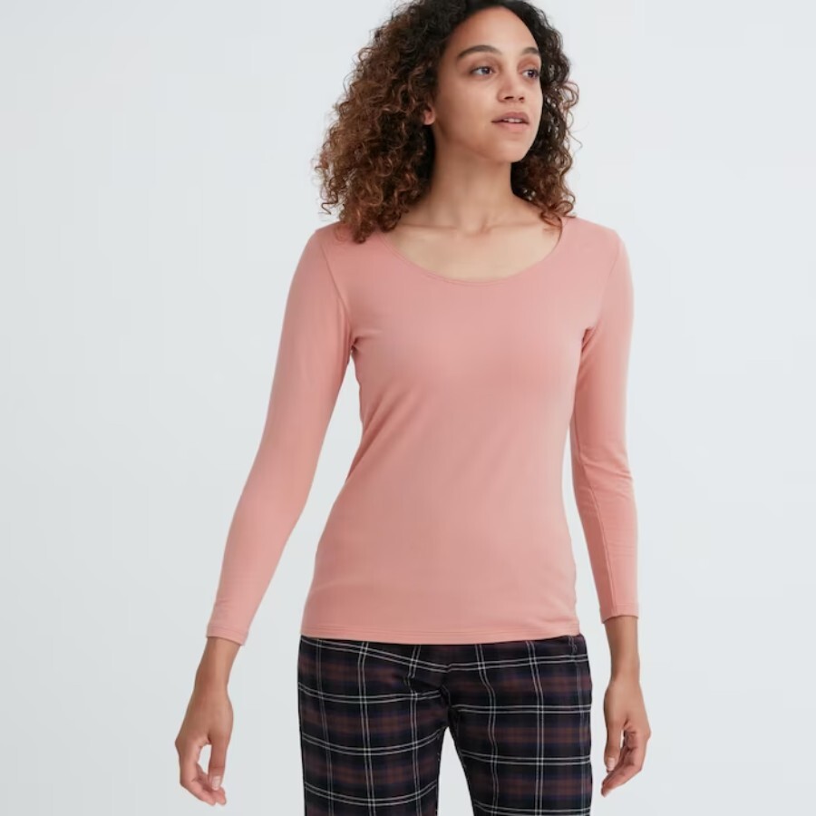 

Лонгслив Uniqlo Heattech Extra Warm Cotton, розовый