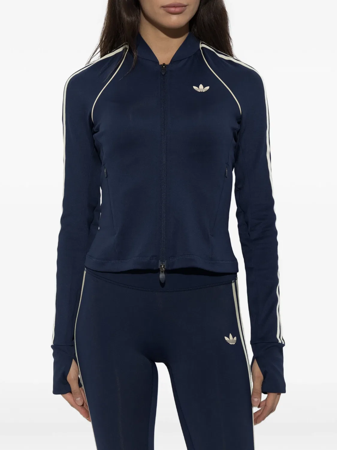 Толстовка на молнии с контрастными полосками Adidas, синий — фото 3