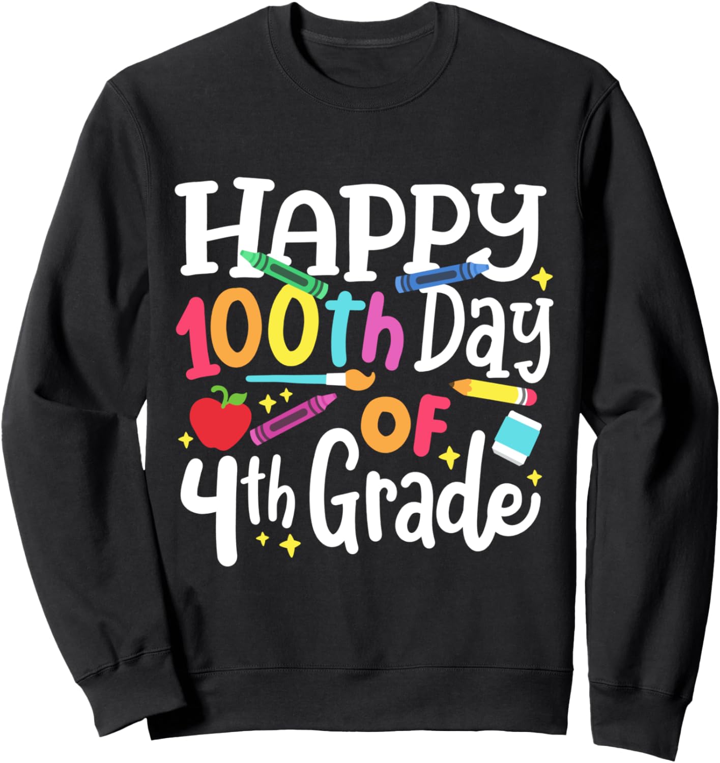 

Счастливого 100-го дня 4-го класса! Учитель и дети! Толстовка «100 дней в школе» 100Th Day Of School Happy 100 Days Smarter Gifts, черный